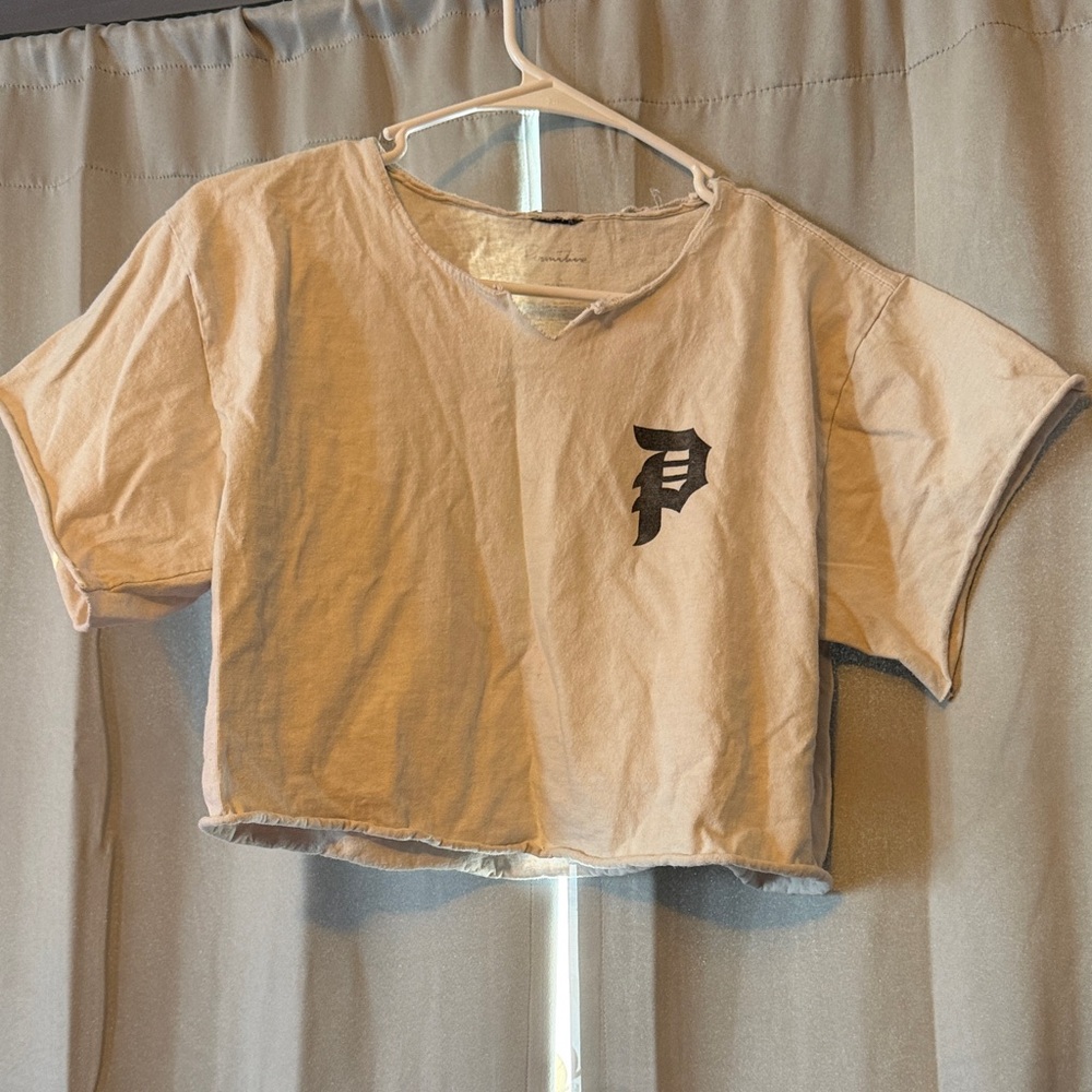 PINK Victoria's Secret Cream Tee with Black Initial